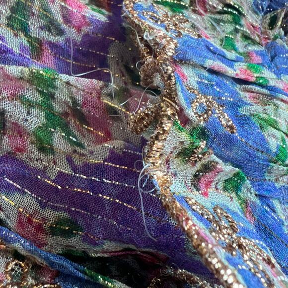 Hemant & Nandita Hera Dress Large Short Sleeve Tiered Georgette Mini - Picture 15 of 16